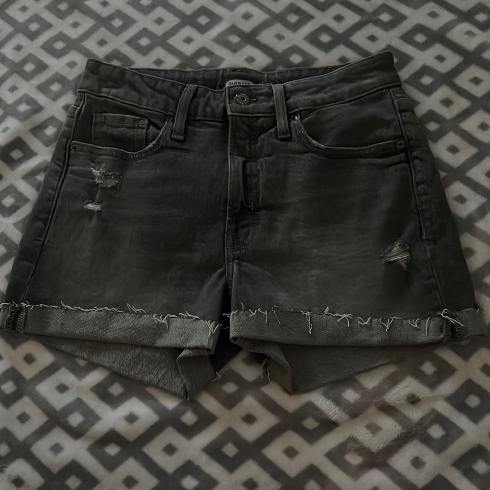 grey jean shorts